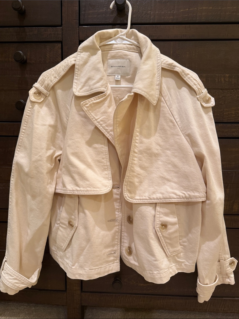 Banana Republic Women's Cream/Tan Cotton Trench Jacket